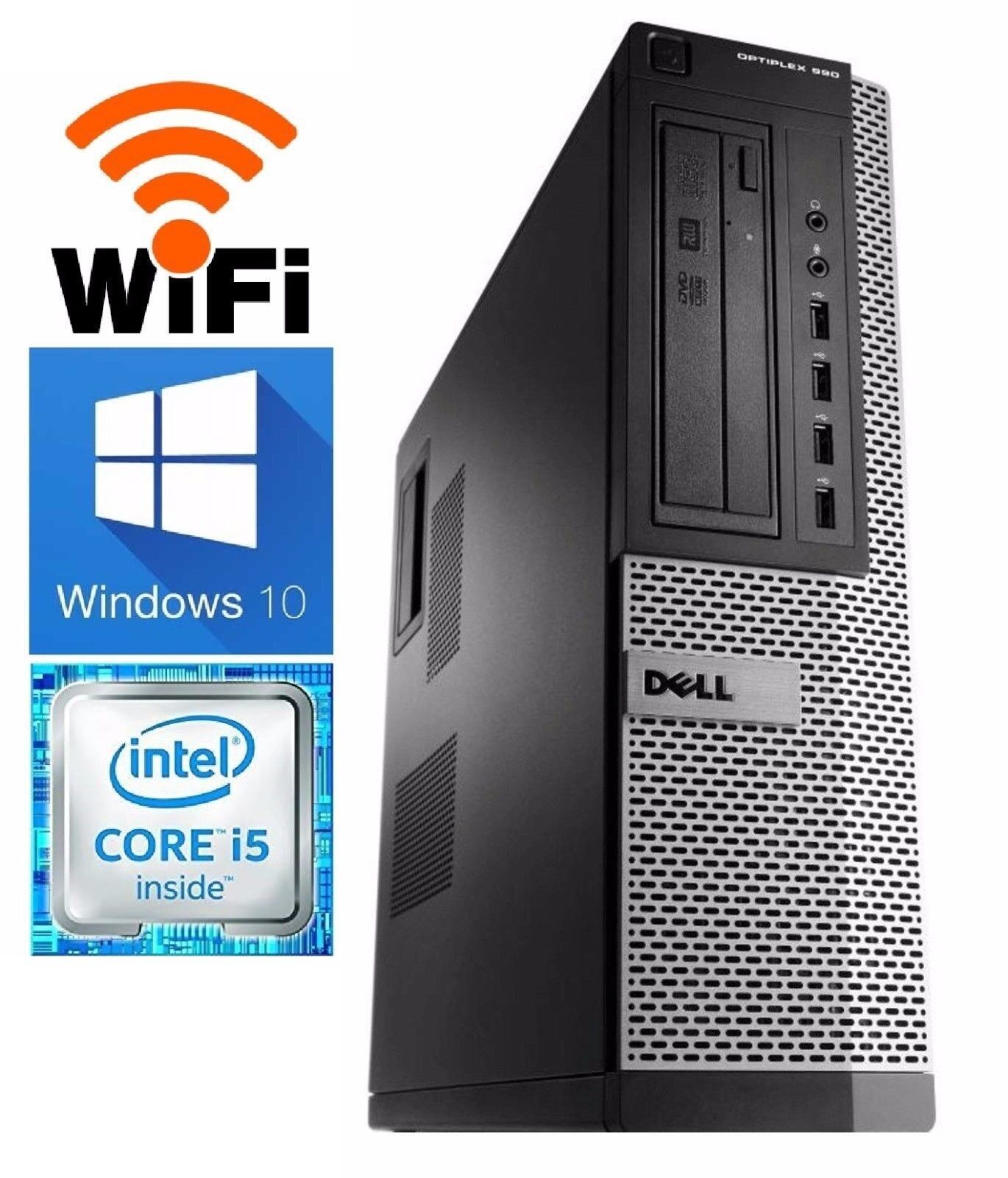 Dell Optiplex 790 DT Windows 10 Pro Core I3 3.1GHz 4GB DVD WiFI ready