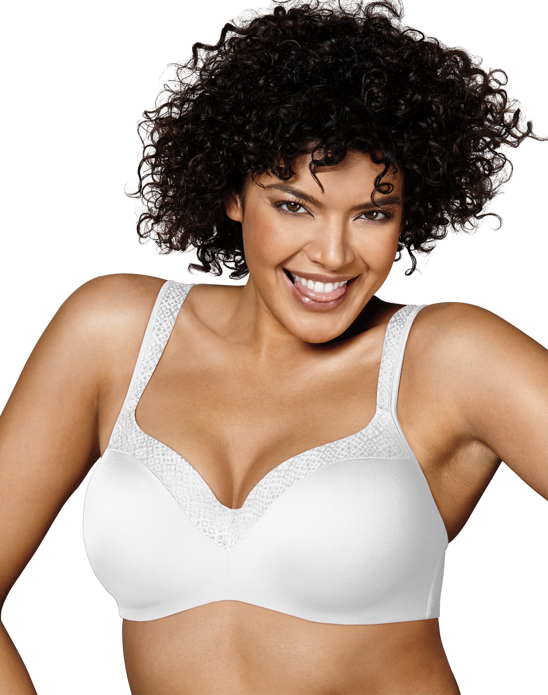 Playtex Secrets Underwire Full-Coverage Smoothing Balconette T-Shirt Bra for Full Figures White 46D Women’s