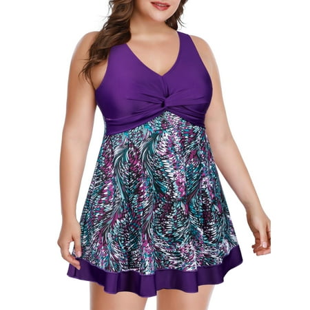 Chama Plus Size Swim Dress for Women Skirted One-Piece Swimsuit Chama Plus Size Swim Dress for Women Skirted One-Piece Swimsuit