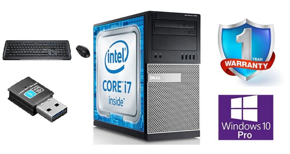 Dell 9020 MT Intel i7 16GB Ram 1TB SSD Win 10 Pro BT/WIFI Radeon R7 250 2GB