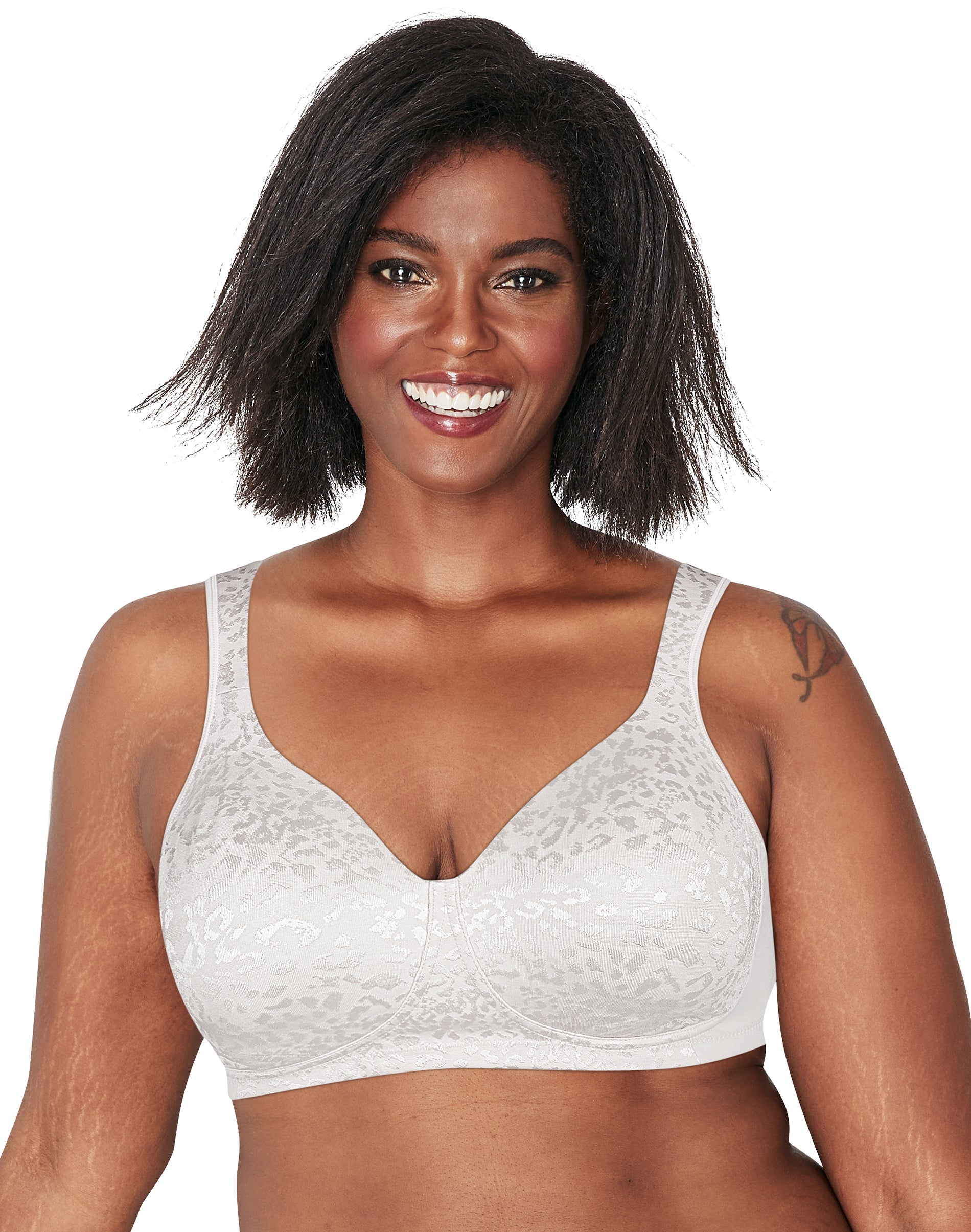 Playtex 18 Hour Ultimate Lift & Support Wireless Bra White Animal 42DD Women’s