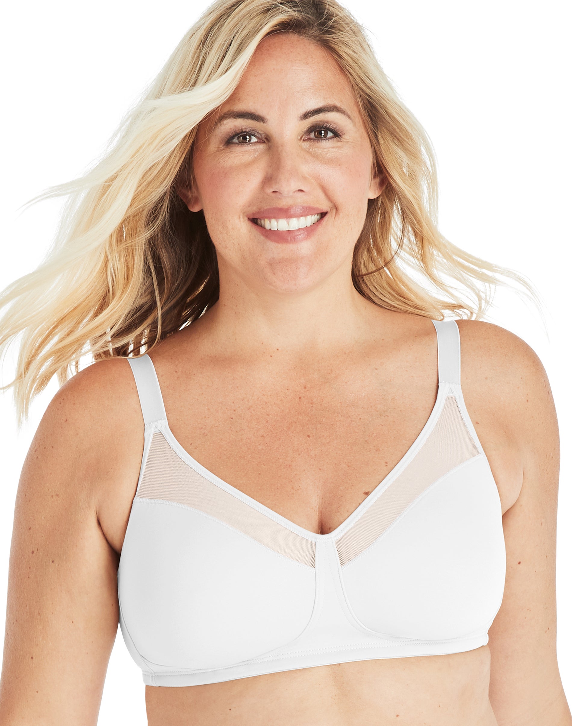 Playtex 18 Hour Smoothing Minimizer Wireless Bra White 44DD Women’s