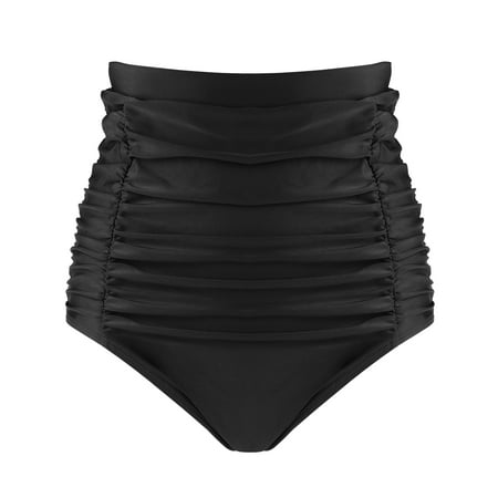 RELLECIGA Women’s Black High Waisted Ruched Bikini Bottom Size XX-Large