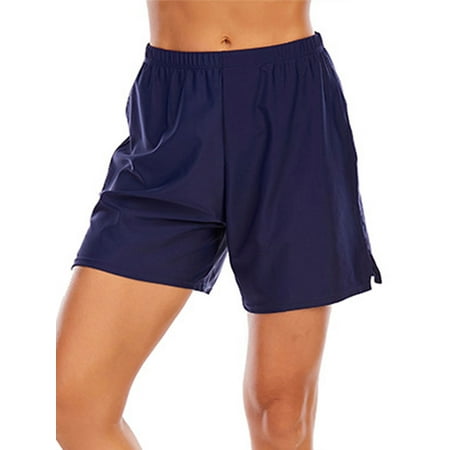 Sexy Dance Women Swim Shorts High Waisted Bathing Suit Bottoms Tummy Control Tankini Board Shorts Blue XXL