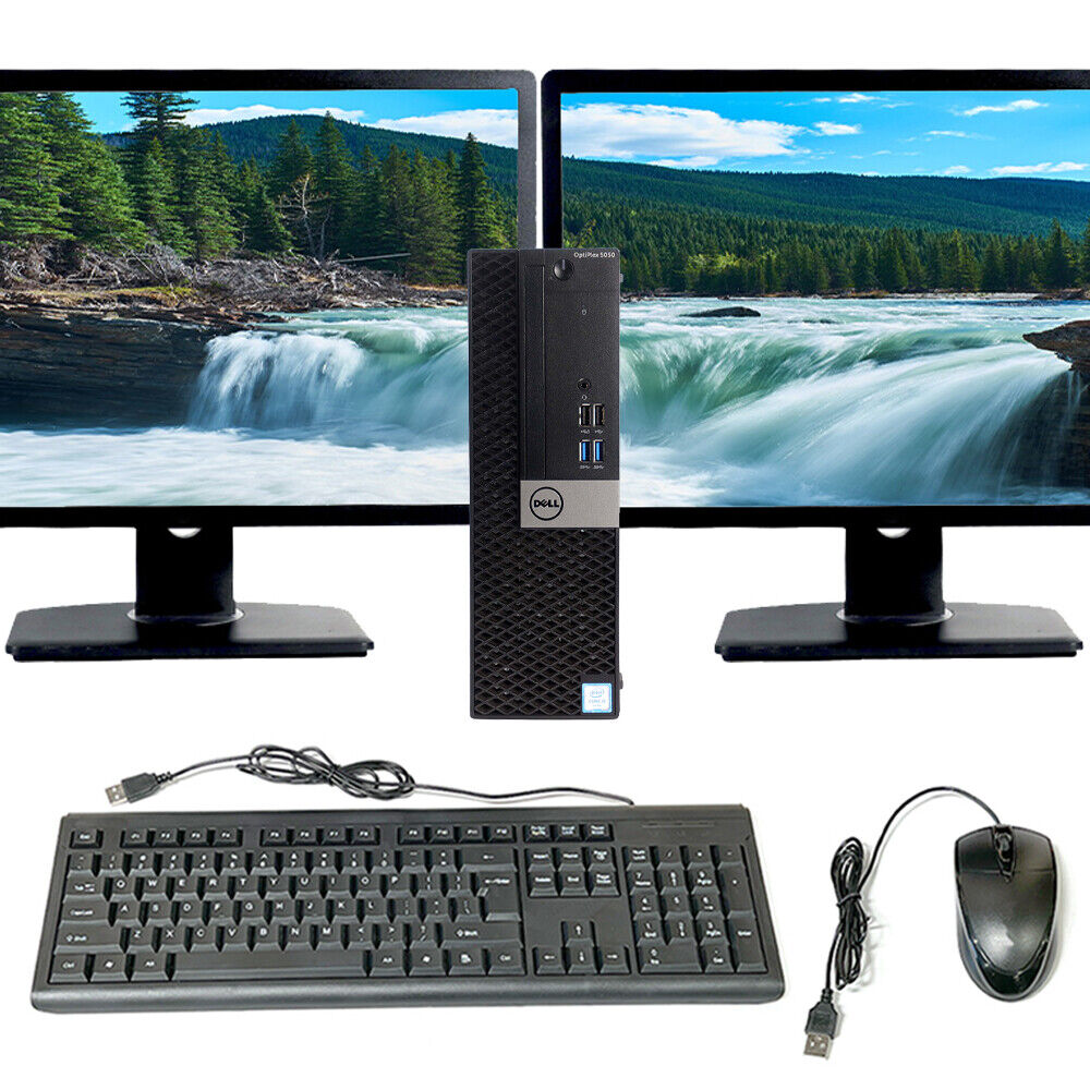 Dell Desktop i7 Computer 32GB RAM 500GB HD Dual 19in Monitor WiFi Windows 10 Pro Dell Desktop i7 Computer 32GB RAM 500GB HD Dual 19in Monitor WiFi Windows 10 Pro
