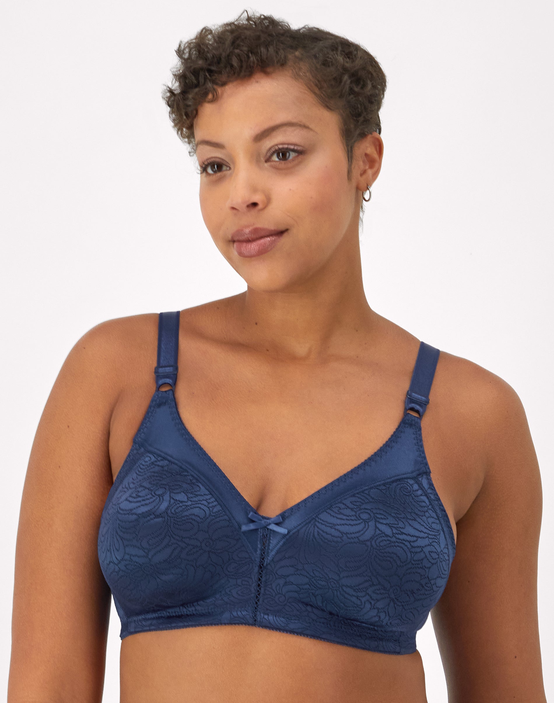 Bali Double Support Lace Wireless Bra In The Navy 34C Women’s