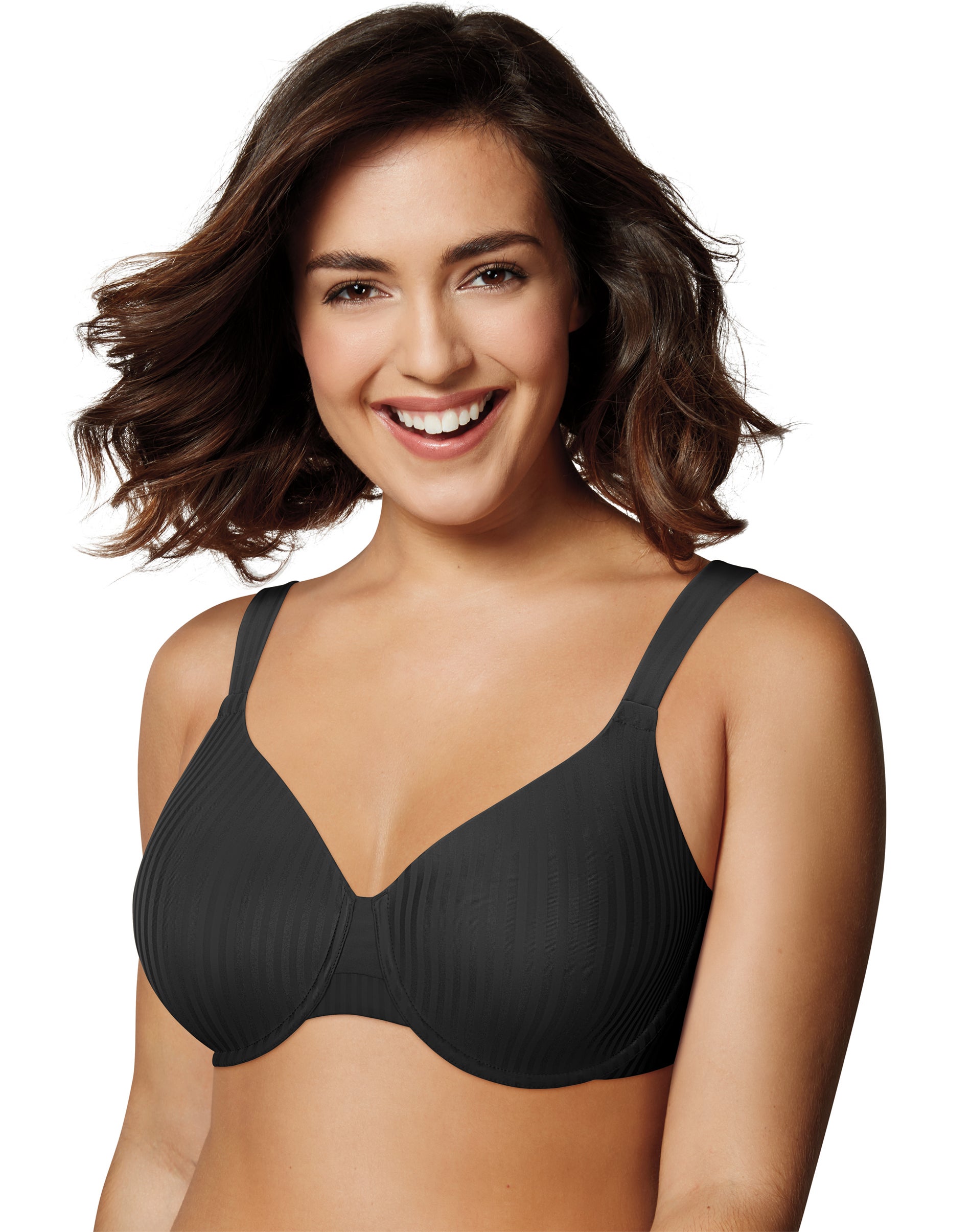 Playtex Secrets All Over Smoothing Seamless Full-Coverage Underwire T-Shirt Bra for Full-Figures Black Stripe 40D Women’s