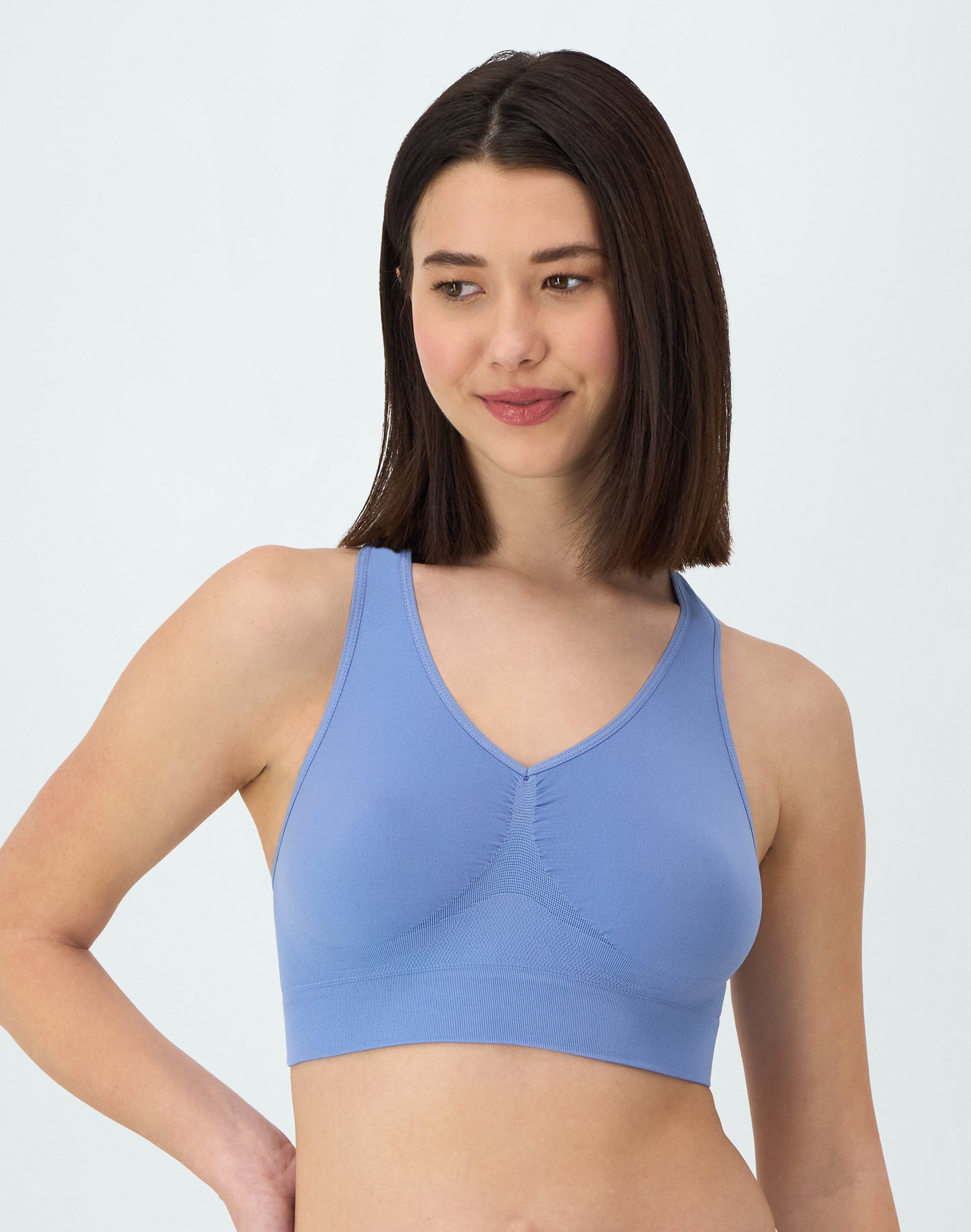 One Hanes Place Women’s Seamless Racerback Bra, 2-Pack Denim Jacket Blue/Navy Eclipse M