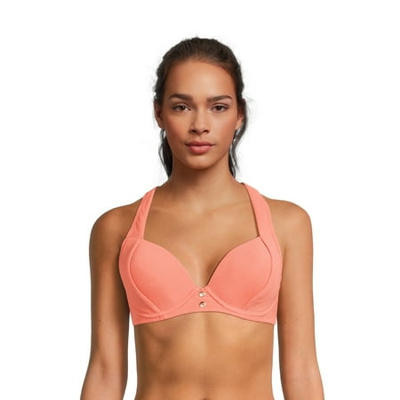 Time and Tru Women’s and Women’s Plus Solid Tankini Swim Top