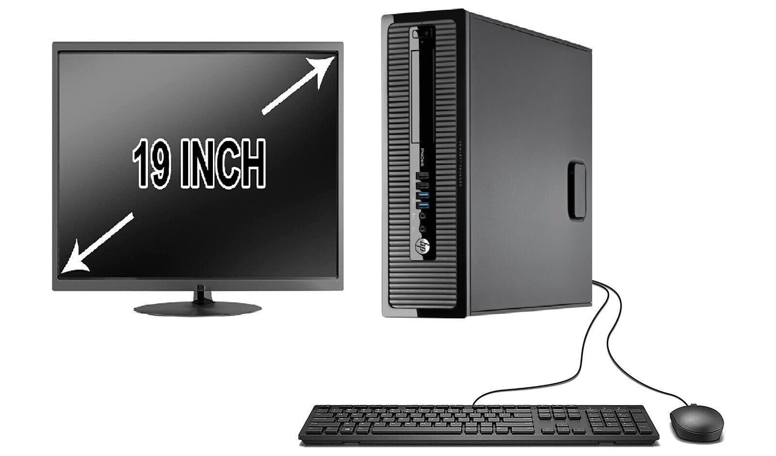 Dell or hp Desktop PC Computer Dual Core 500GB 4GB With 19″ LCDs WiFi Windows 10