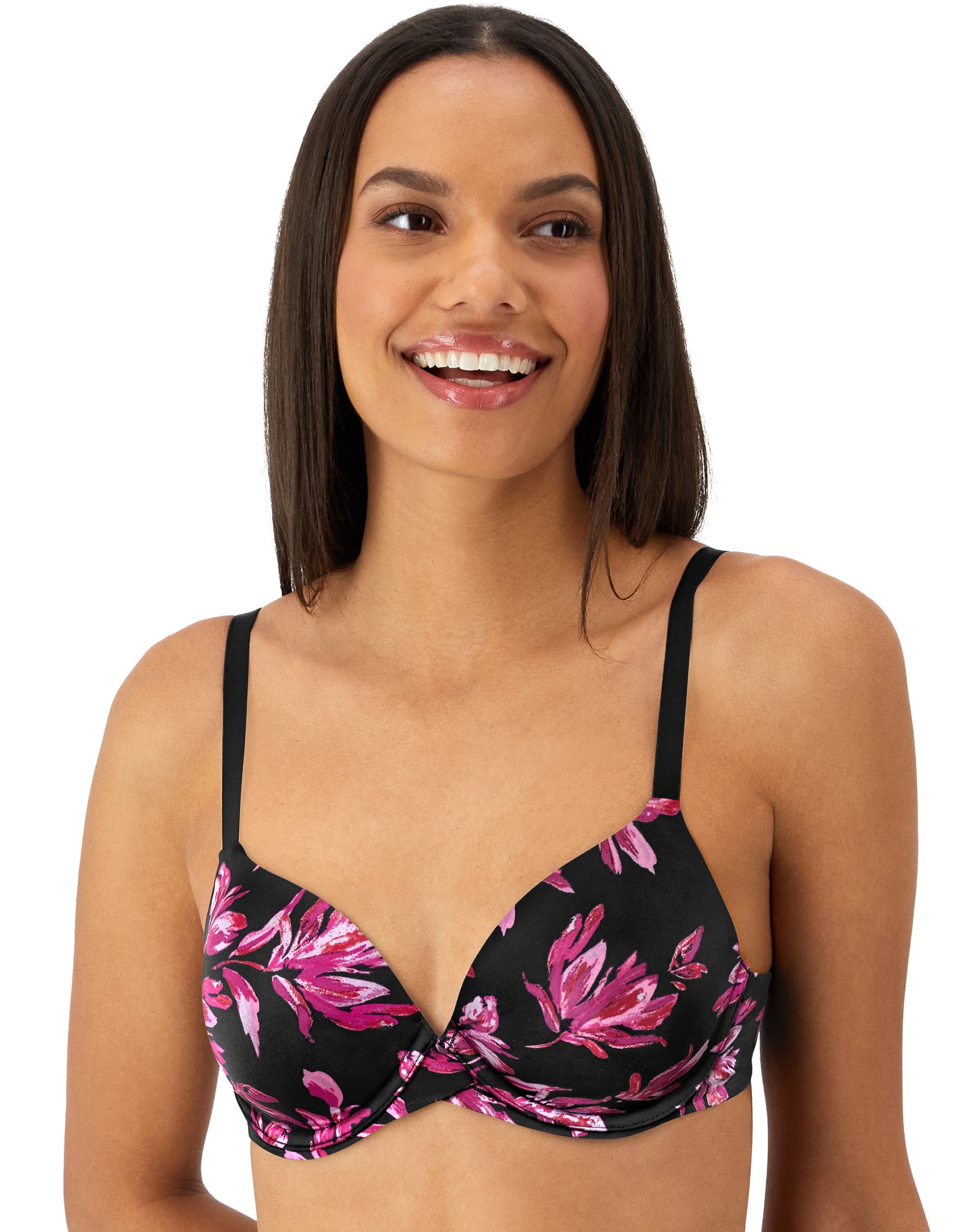 Maidenform One Fab Fit Everyday Modern Demi Underwire Bra Black Luxe Bloom Print 38B Women’s