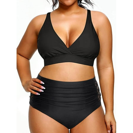 Rivelino Womens Plus Size Bikini Swimsuits High Waisted Two Piece Bathing Suits