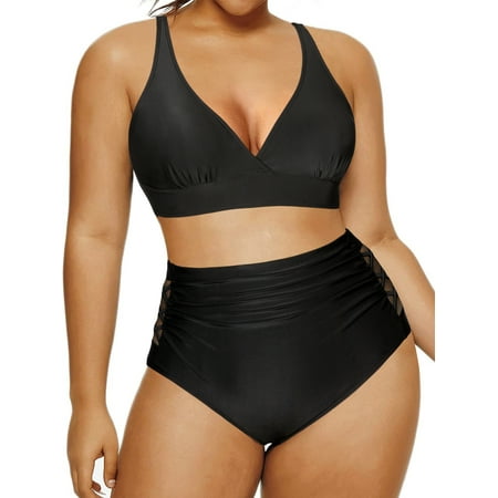 Chama Plus Size Bikini Swimsuit for Women High Waist Bikini Set Swimwear