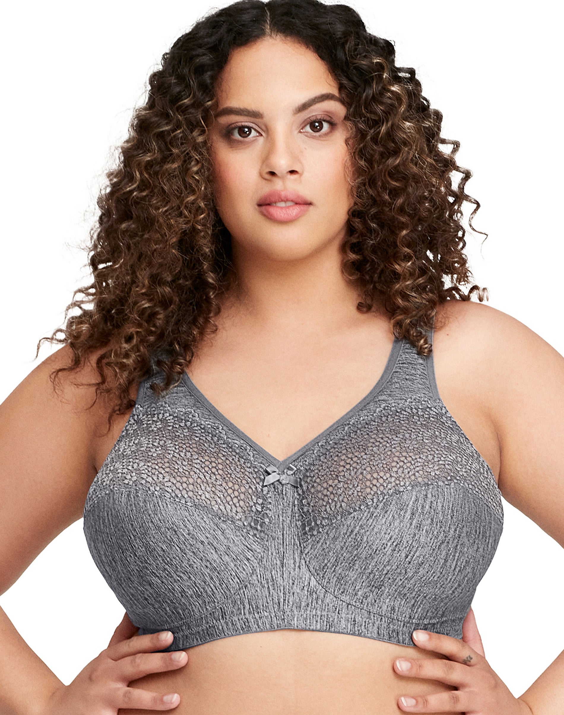 Glamorise Full Figure Plus Size MagicLift Moisture Control Wirefree Support Bra Grey Heather 46B Women’s