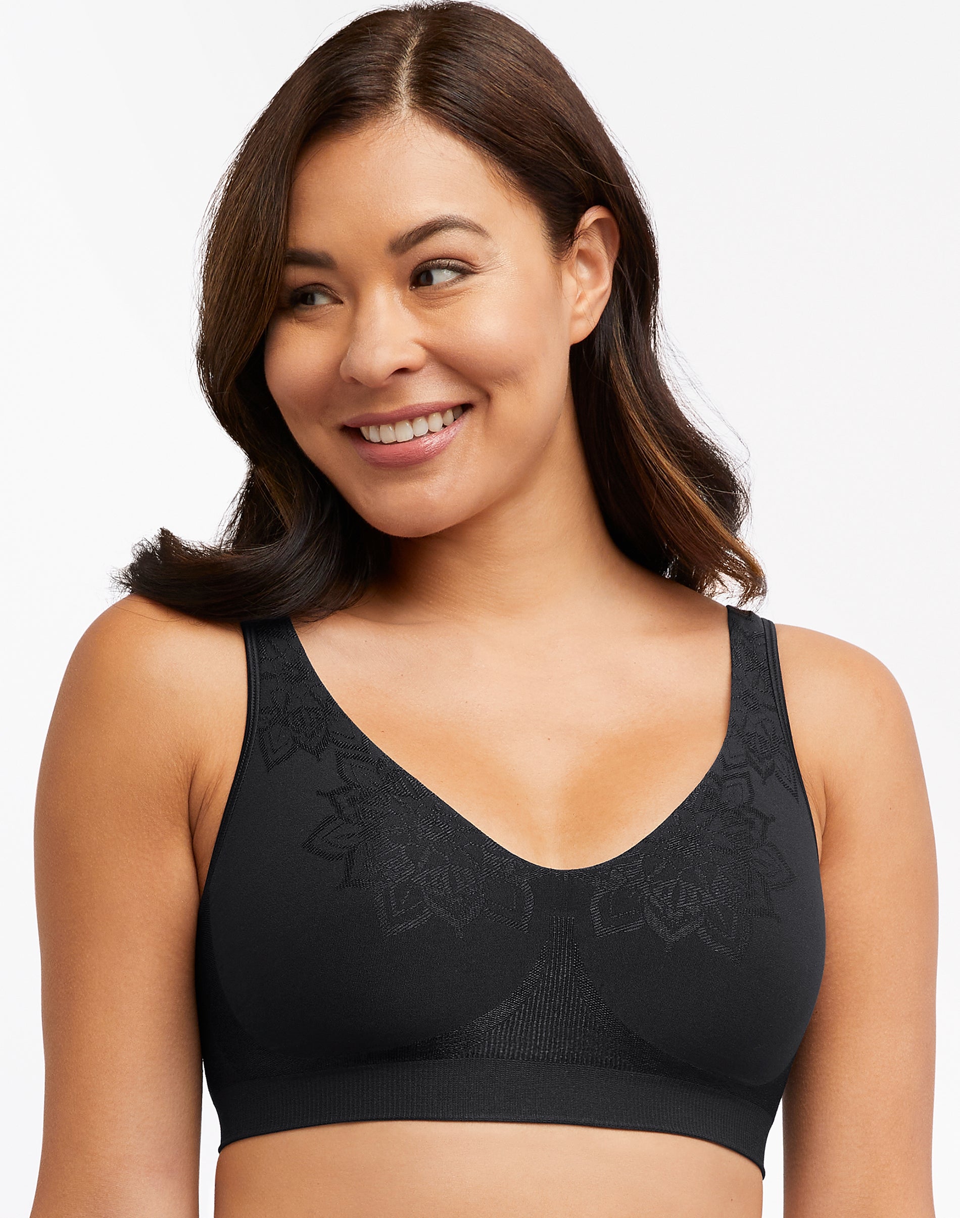 Bali Comfort Revolution ComfortFlex Fit Seamless 2-Ply Wireless Bra Black Aztec S Women’s