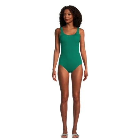 Time and Tru Women’s and Women’s Plus Crinkle One Piece Swimsuit, Sizes XS-3X Time and Tru Women’s and Women’s Plus Crinkle One Piece Swimsuit, Sizes XS-3X