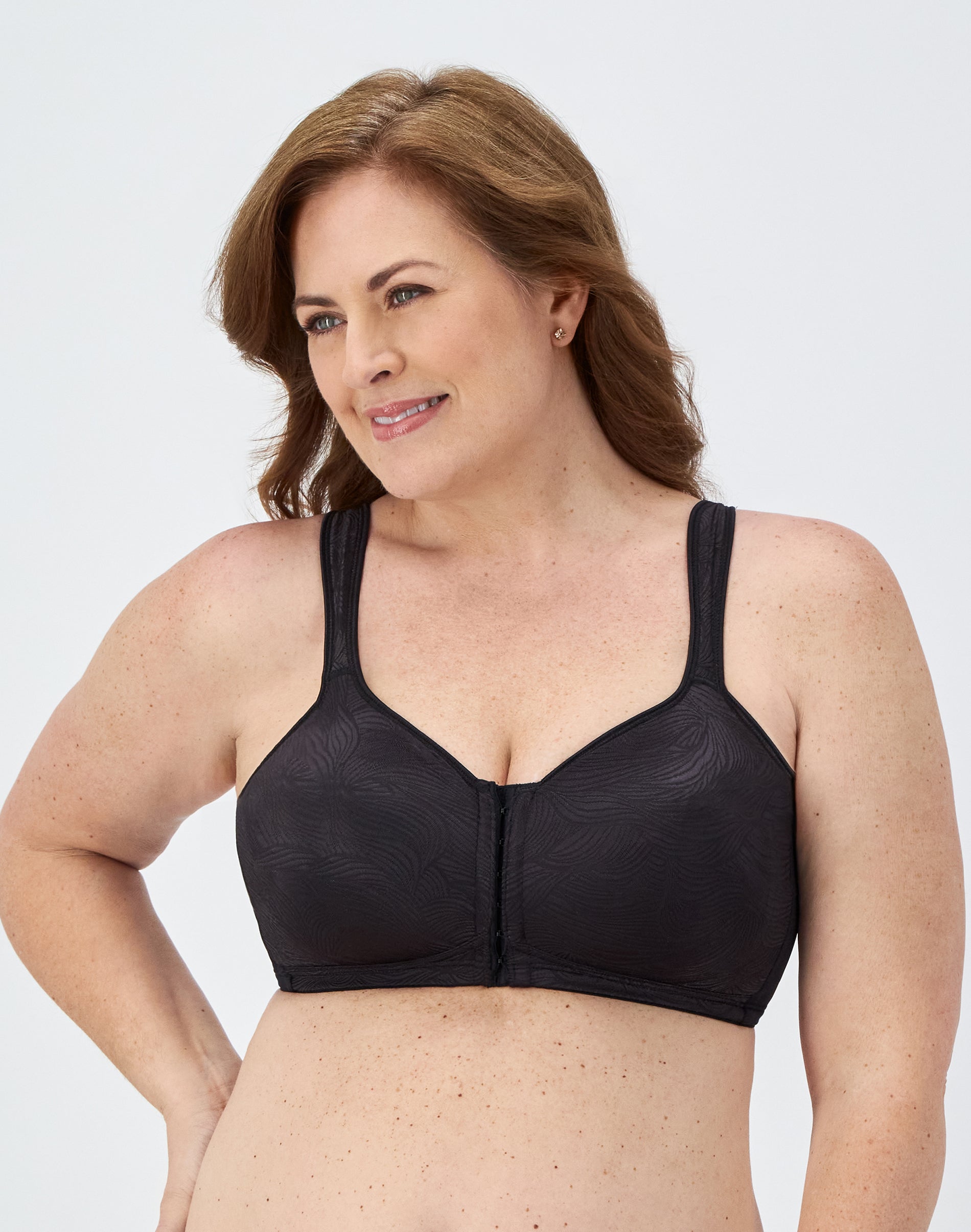 Playtex Women’s 18 Hour Front Close Extra Back Support Wireless Bra Black 38DD