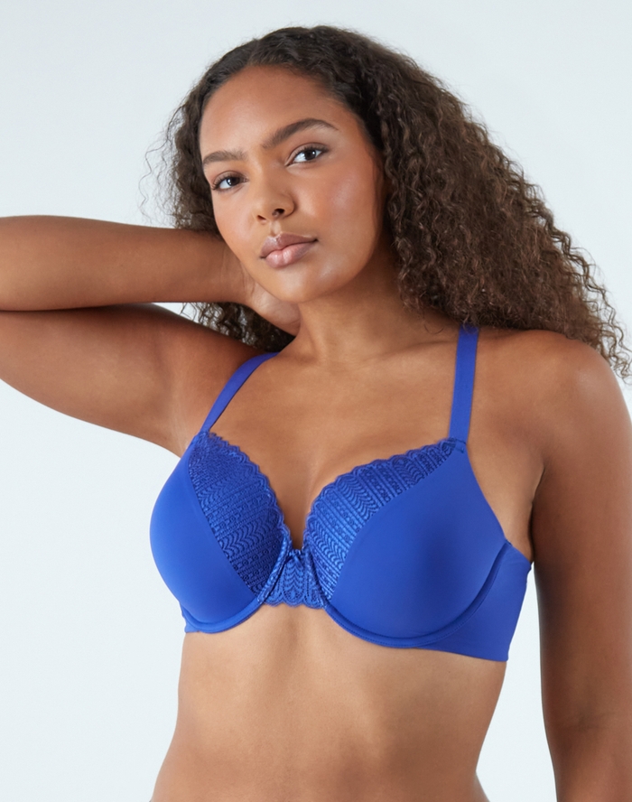 Maidenform Comfort Devotion Convertible Underwire Bra, Full Coverage Cornflower Teal w/Refreshing Green 36B Women’s