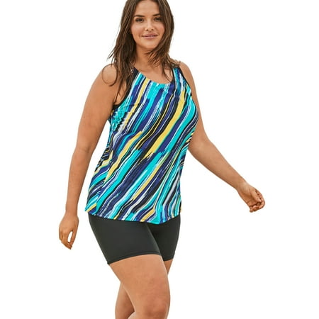 Swimsuits for All Women’s Plus Size Longer-Length Racerback Tankini Top