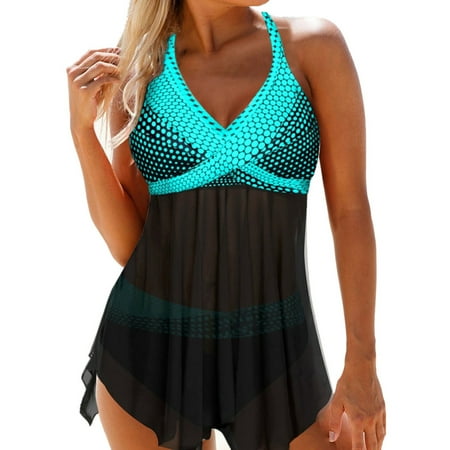 Tankini Swimsuits for Women with Boy Shorts 2 Piece Tummy Control Swimwear Bathing Suits Plus Size High Waist Beachwear