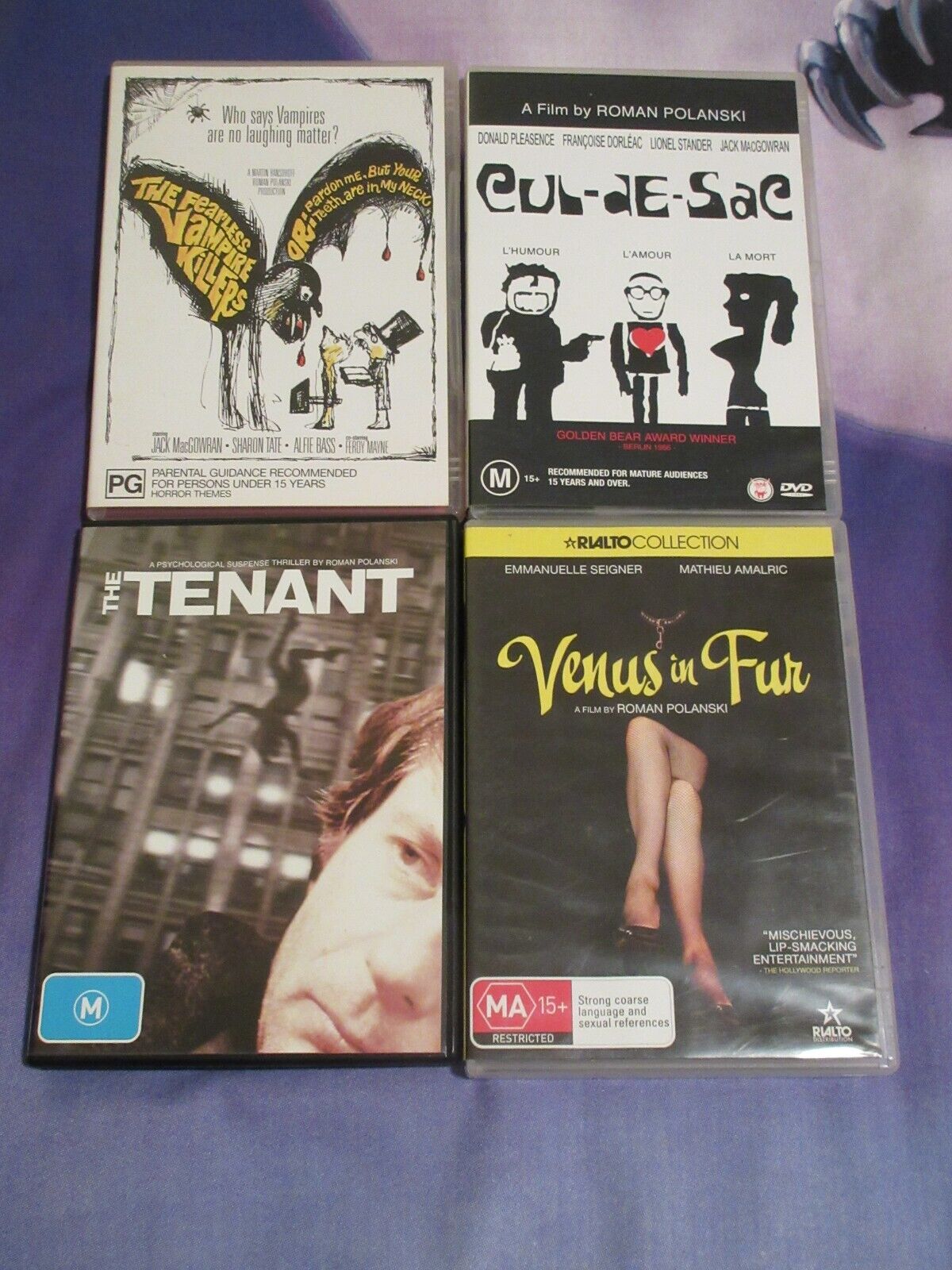 SET OF 4 ROMAN POLANSKI DVDs CULT DRAMA THRILLER COMEDY RARE DONALD PLEASENCE