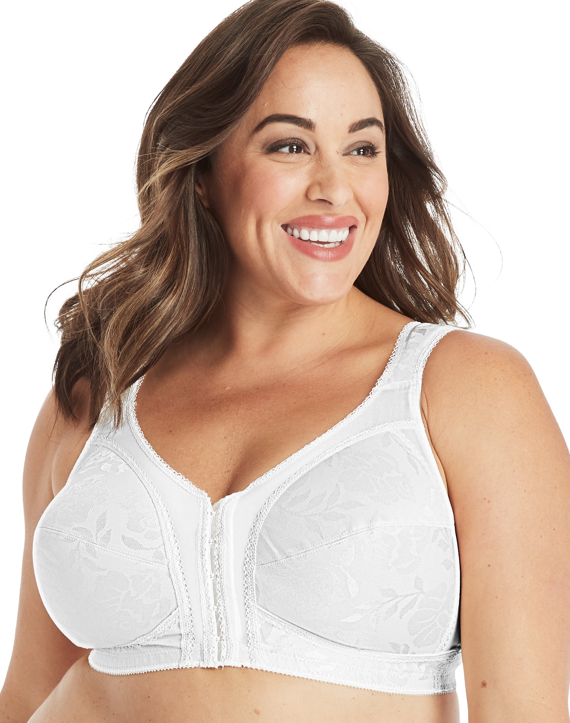 Playtex 18 Hour Supportive Flexible Back Front-Close Wireless Bra White 44B Women’s