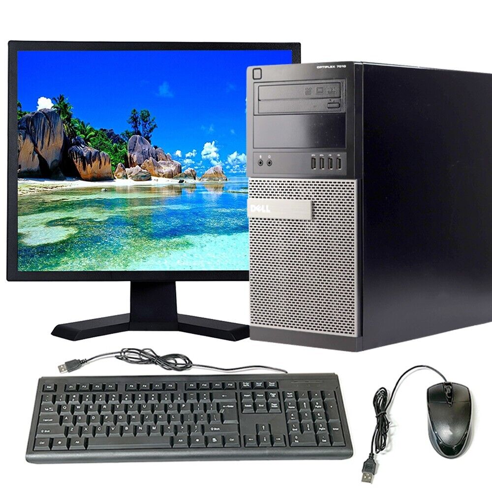 Dell Optiplex 7010 Windows 10 Desktop PC Tower Computer i5 8GB 128GB SSD 19 LCD