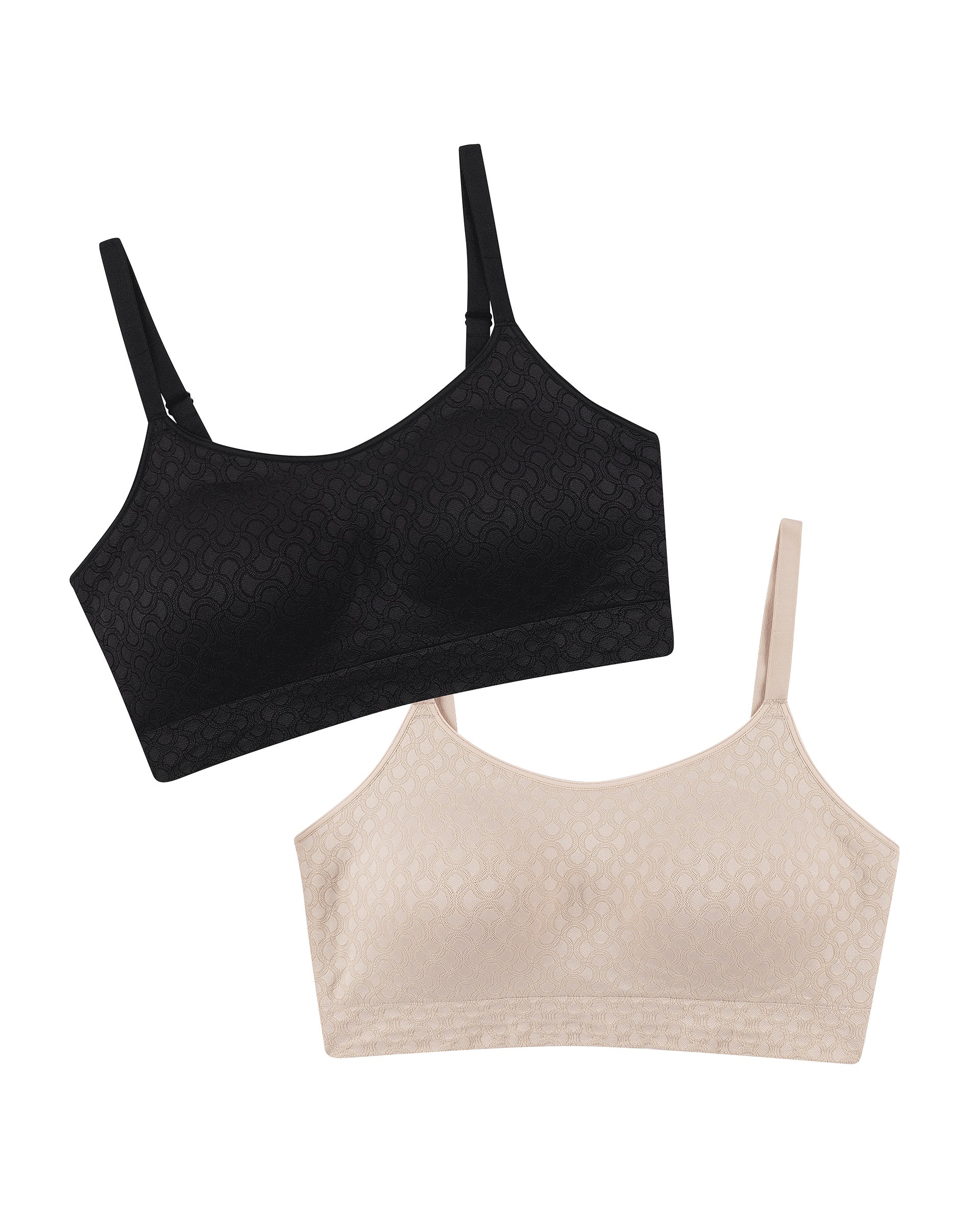 Playtex Women’s Smoothing Full Coverage Wireless Bra, 2-Pack Black/Almond M PLUS