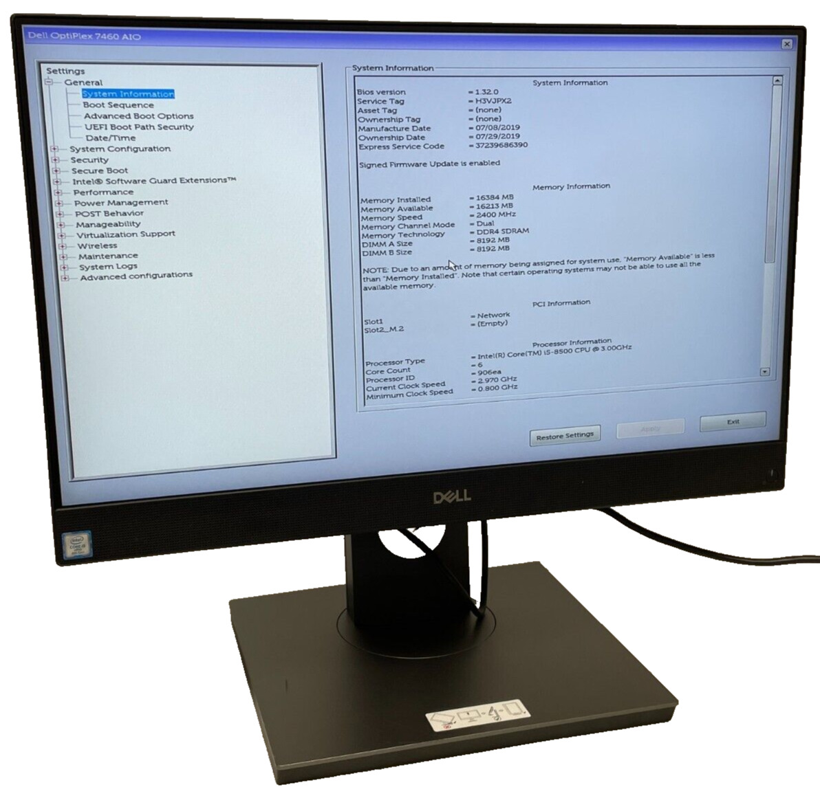 Dell Optiplex 7460 23.8″ (i5-8500 – 16GB RAM – 512GB SSD – Win11Pro) | C Grade