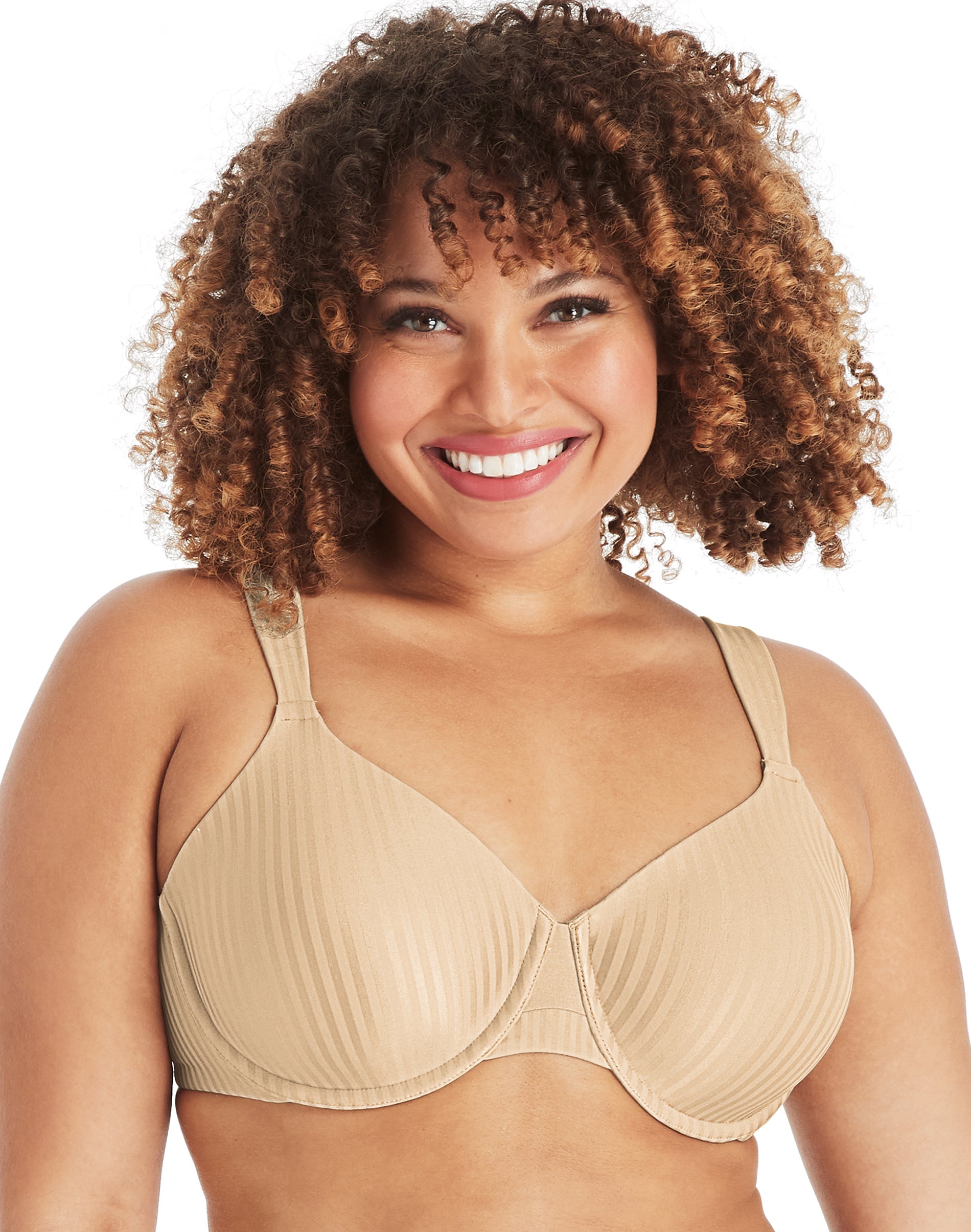 Playtex Secrets All Over Smoothing Seamless Full-Coverage Underwire T-Shirt Bra for Full-Figures Nude Stripe 36D Women’s