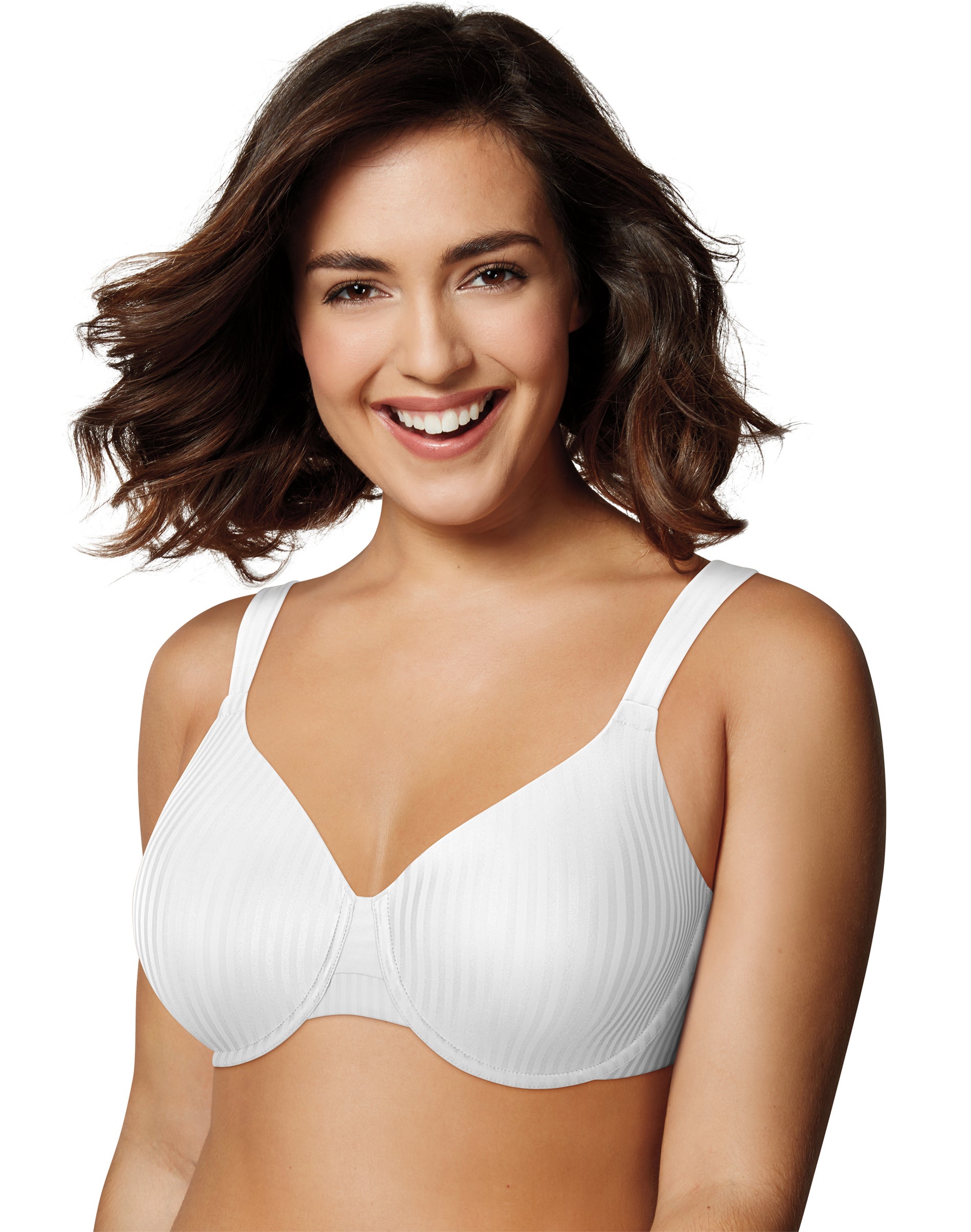 Playtex Secrets All Over Smoothing Seamless Full-Coverage Underwire T-Shirt Bra for Full-Figures White Stripe 36DDD Women’s