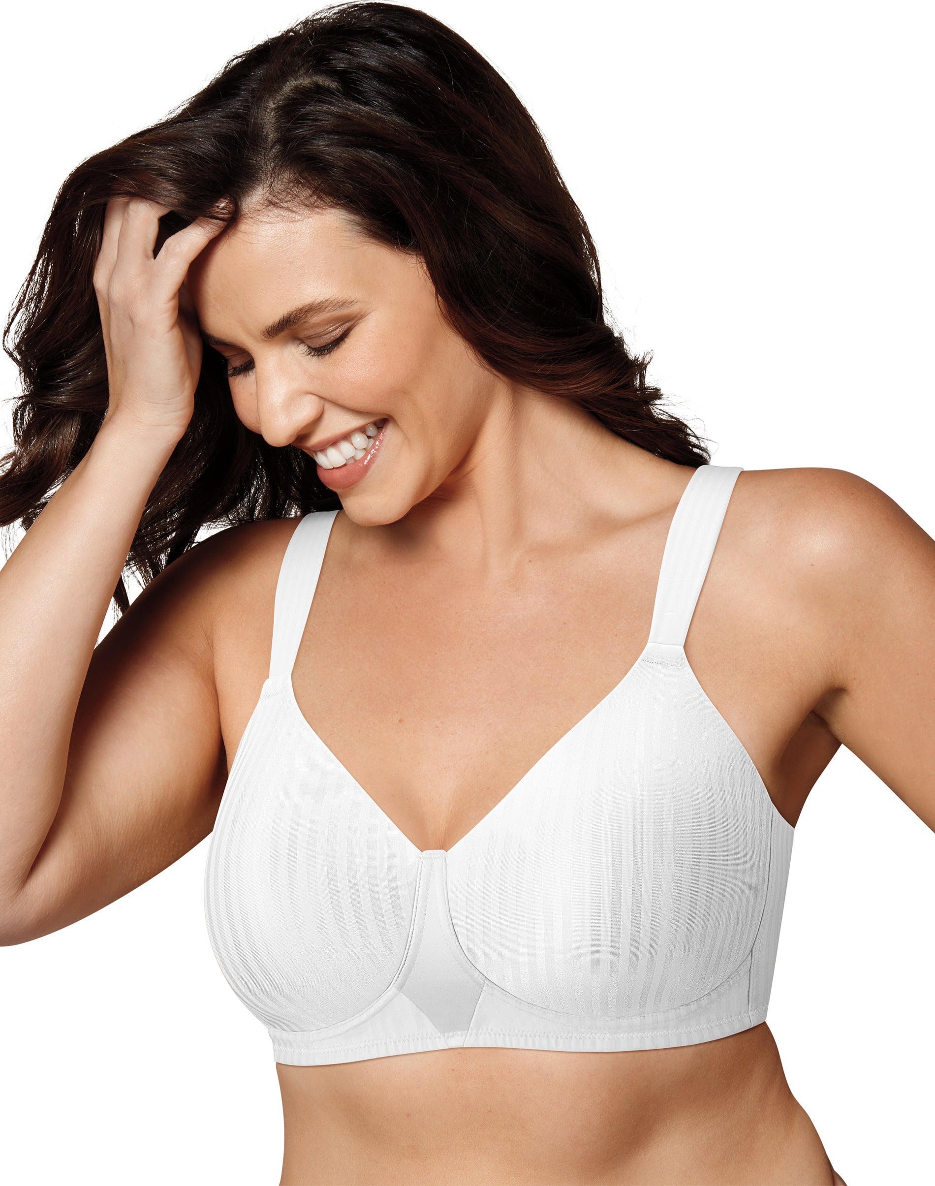Playtex Secrets Perfectly Smooth Wireless Bra White Stripe 42DD Women’s