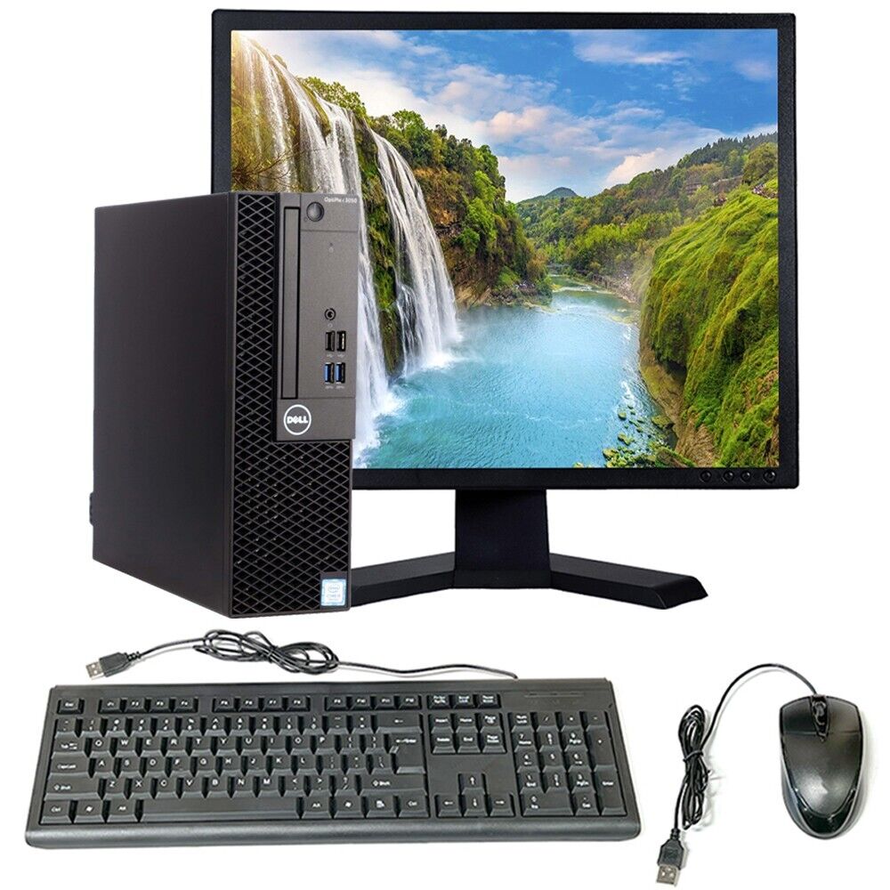 Dell i3 Desktop Computer SFF 8GB RAM 500GB HD 19in LCD Windows 10 PC Wi-Fi