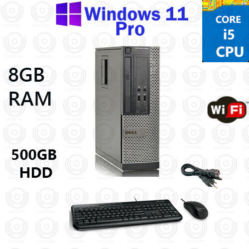Windows 11 Pro Dell OptiPlex QUAD Core i5 500GB 8GB RAM WiFi Desktop Computer PC