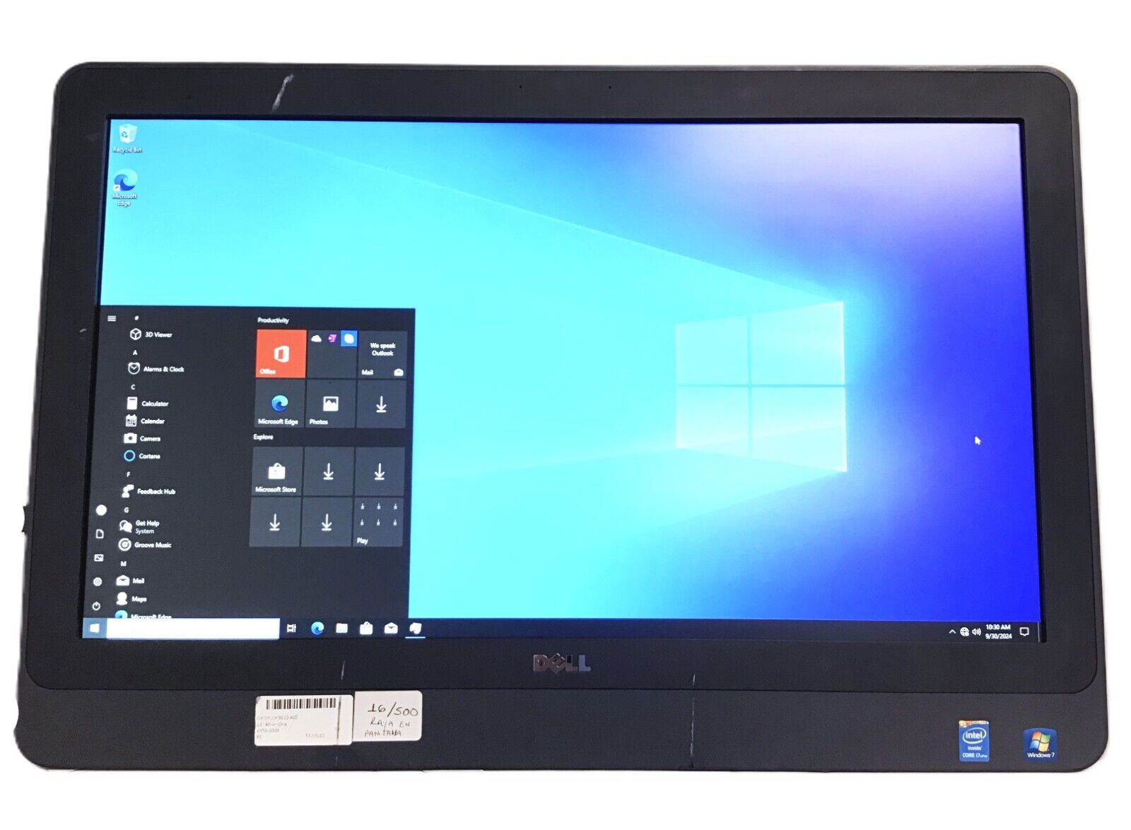 Dell Optiplex 9020 23″ AIO Core I7-4770s 3.10Hz 16GB 500GB HDD Win10Pro NO Stand