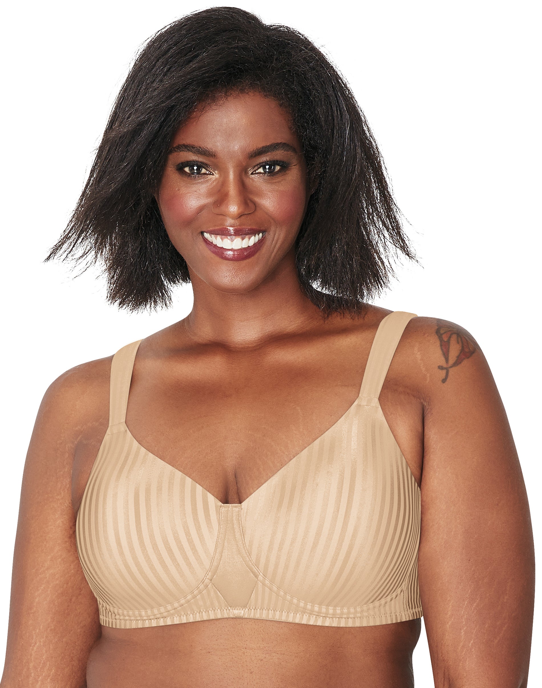 Playtex Secrets Perfectly Smooth Wireless Bra Nude Stripe 42C Women’s