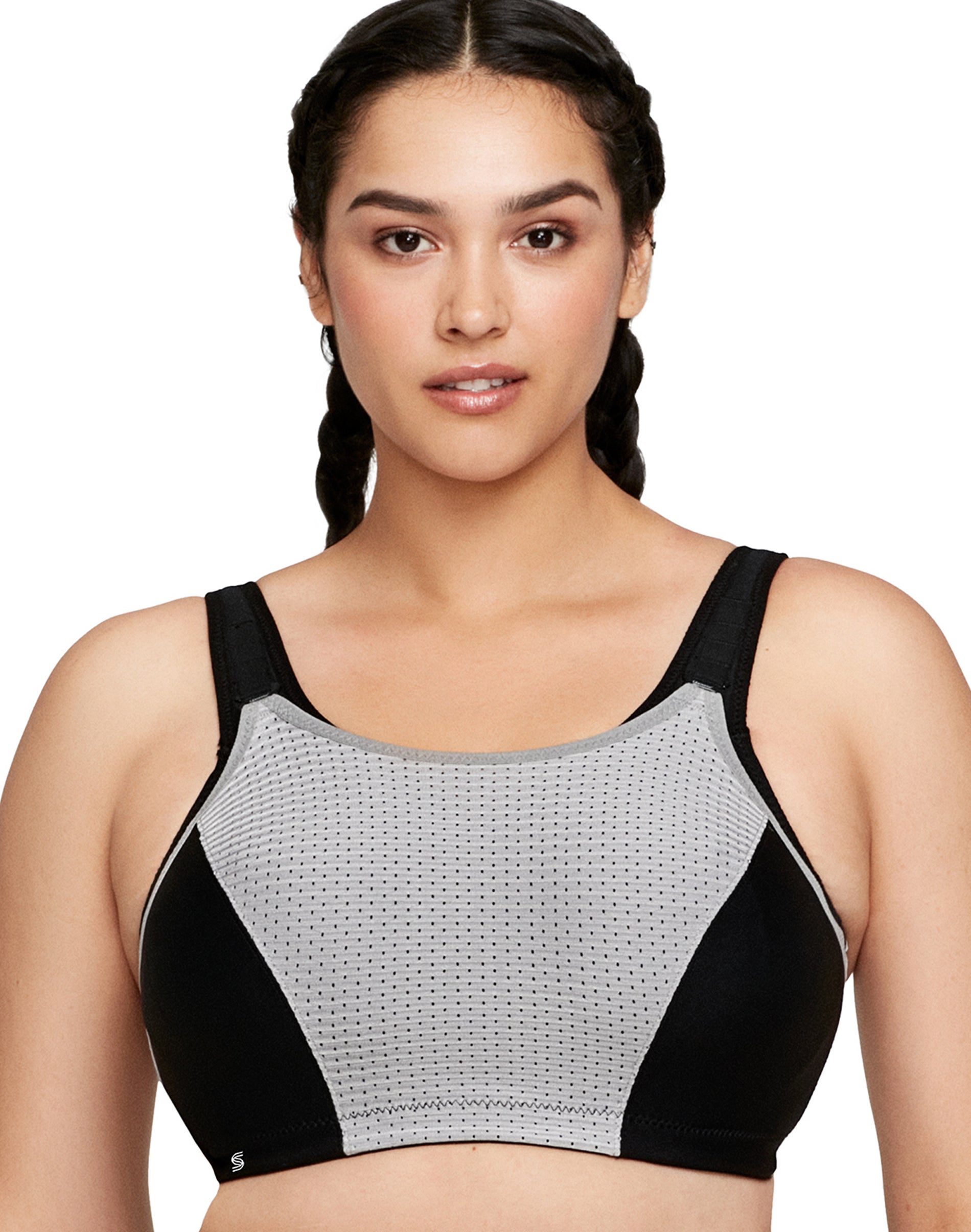 Glamorise Full Figure Plus Size Adjustable Wireless Sport Bra Black/Grey 36F Women’s