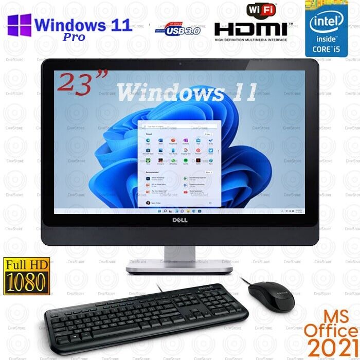 Dell OptiPlex 9020 AIO Core i5 23″ 8GB RAM 500GB SSD Windows 11 Pro Office 2021