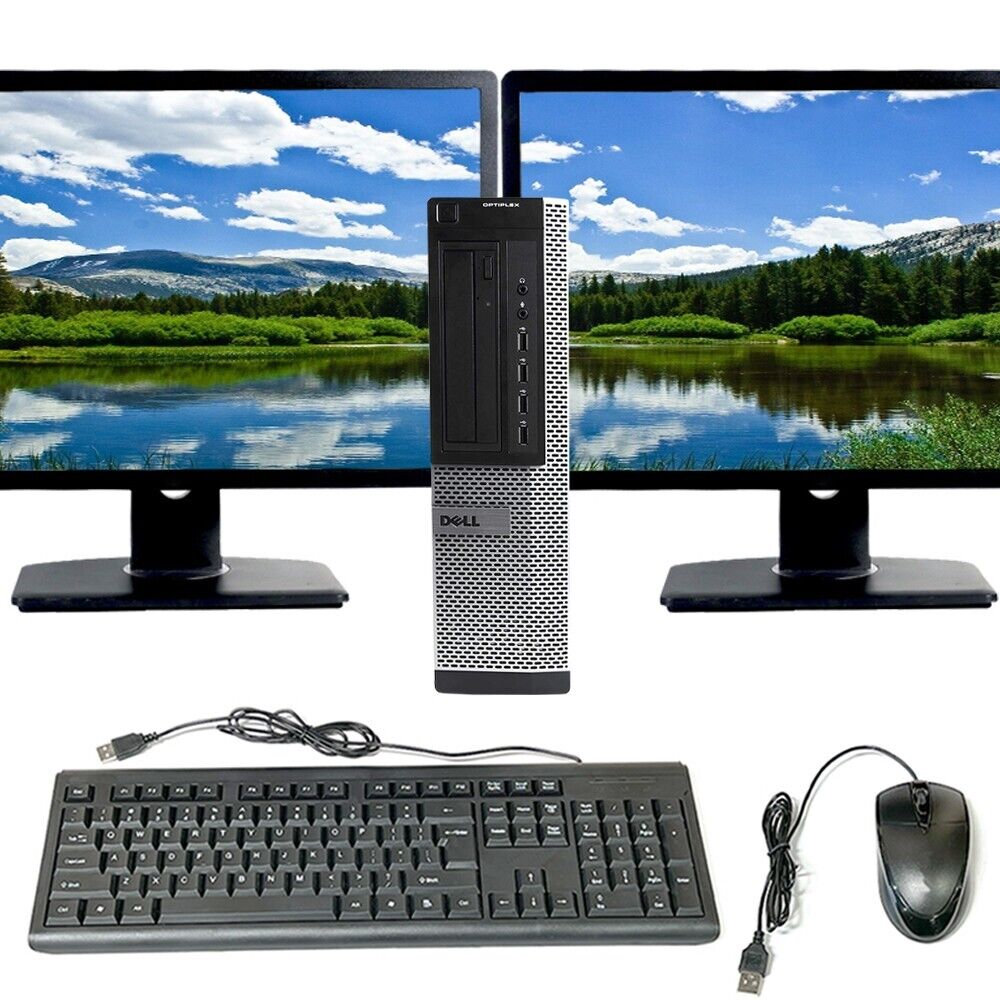 Dell Desktop Computer PC 8GB RAM 1TB HDD Dual 20in LCD Windows 10 Wi-Fi DVD/RW