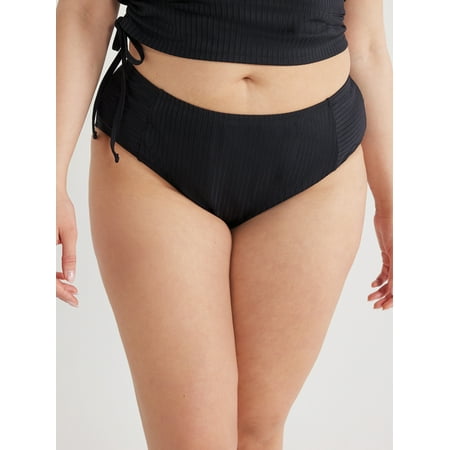 Time and Tru Women’s and Plus Ribbed Mid Rise Swim Bottoms, Sizes S-3X