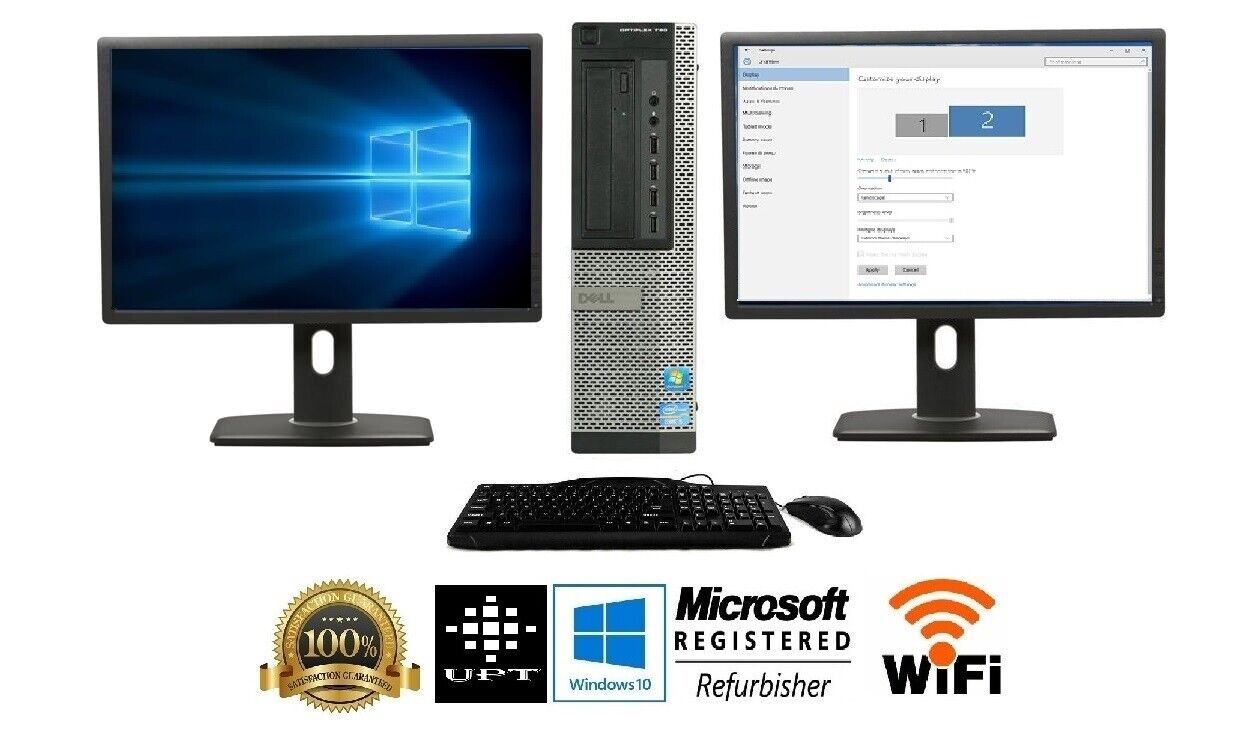 Dell OptiPlex Intel Core i5 8GB RAM 240GB SSD Windows 10 PRO Dual 22″ LCD Wi-Fi