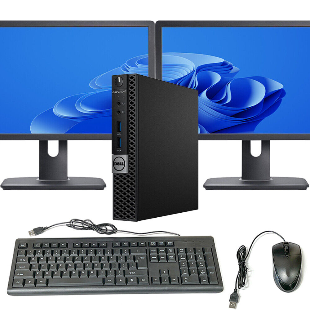 Dell Desktop i5 Computer Mini Pc 16GB RAM 512GB SSD Dual 22in LCD Windows 10 Pro