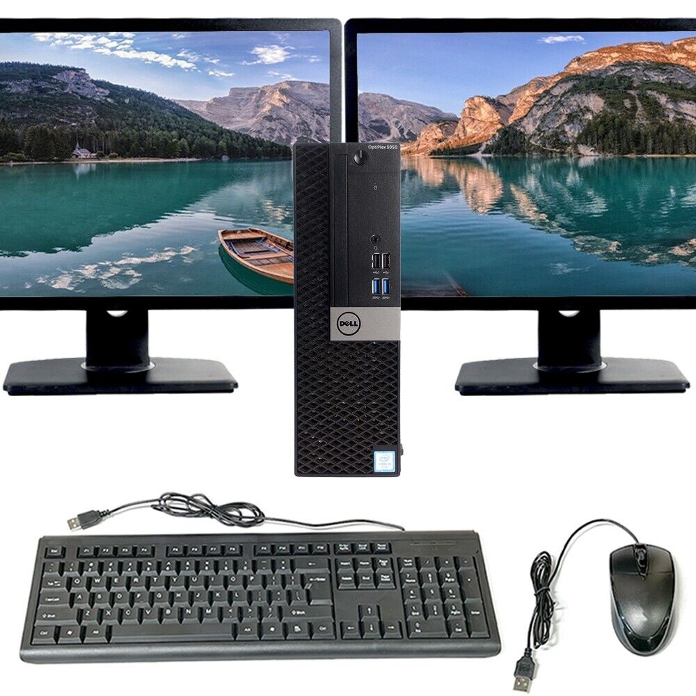 Dell Desktop 16GB RAM 2TB HDD Dual 22in LCD Intel i5 Desktop Windows 10 Pro PC
