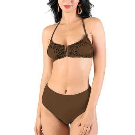 POSESHE Women’s Regular & Plus Size Bikini, Green checkerboard Halter Bikini