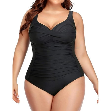 Rivelino Plus Size Swimsuit One Piece Bathing Suits for Women Tummy Control Slimming Swimwear