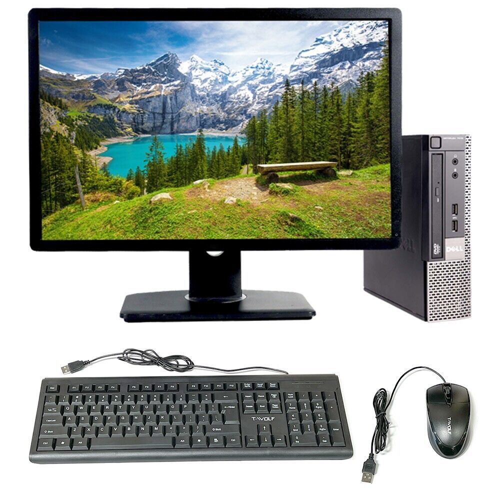 Dell PC Desktop Computer 8GB RAM 240GB SSD 20in Monitor Windows 10 Home Wi-Fi