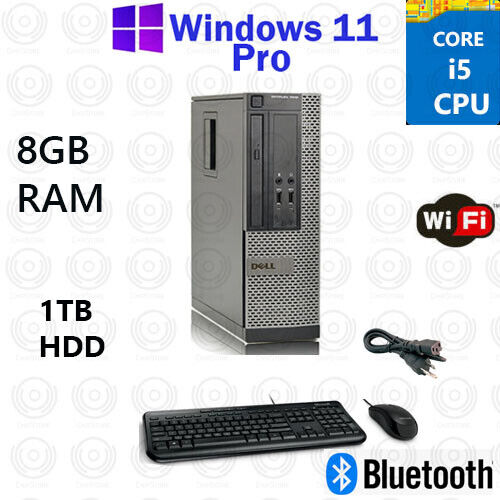 Windows 11 Pro Dell OptiPlex Core i5 1TB 8GB RAM WiFi BT Desktop Computer