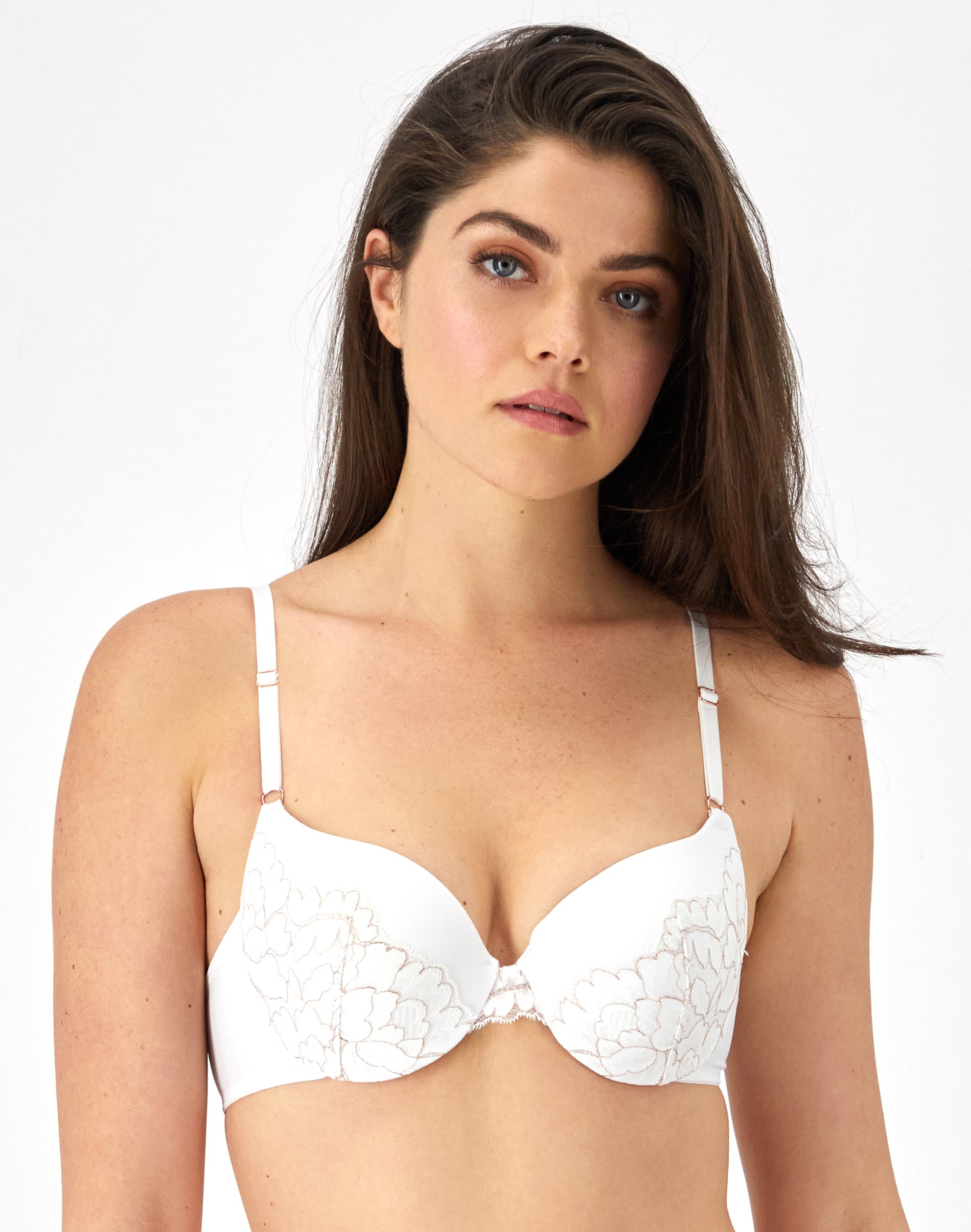 Maidenform Push Up & In Underwire Bra White/Rose Gold 34C Women’s