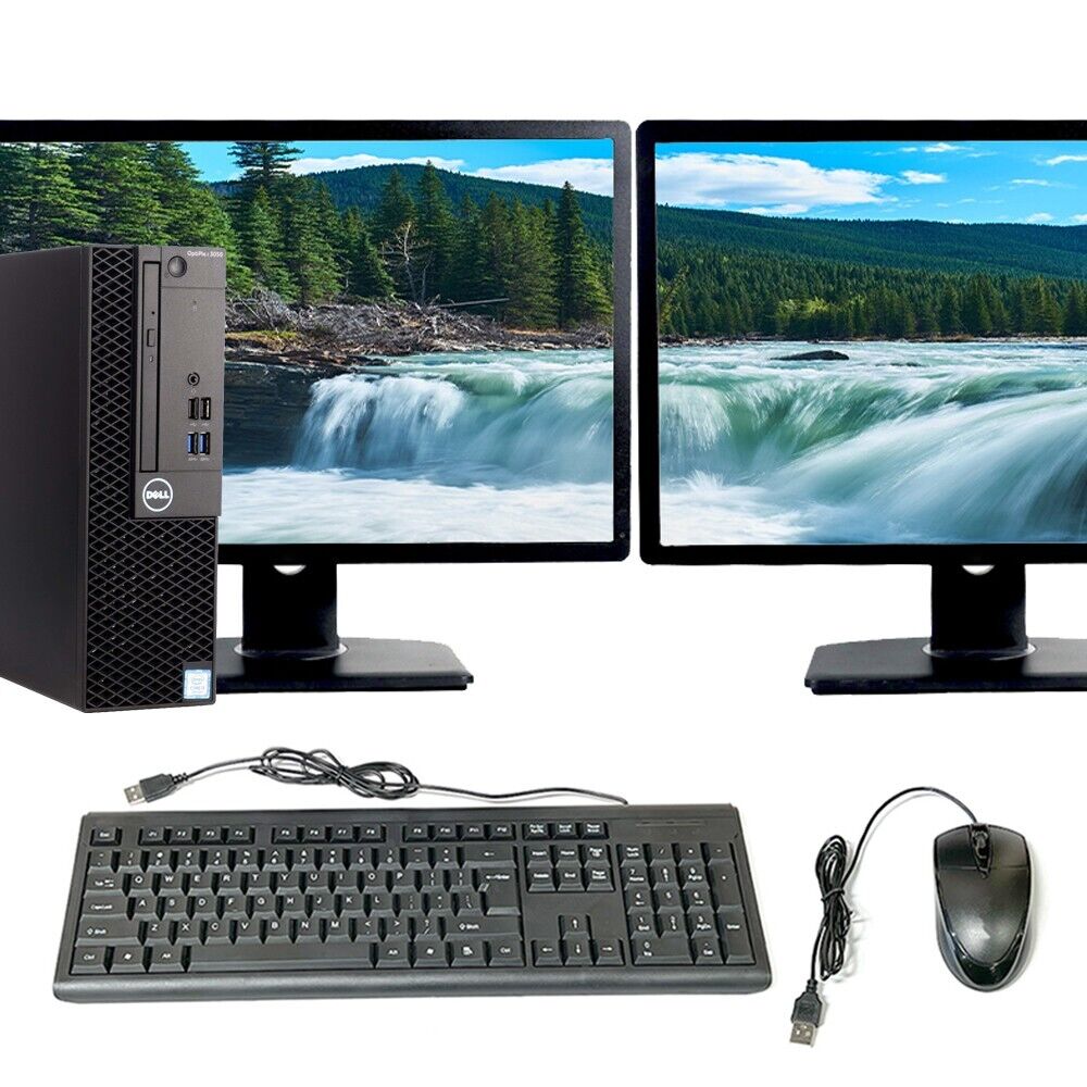 Dell Desktop Computer Intel i5 16GB 2TB HDD 1TB SSD Dual 22″ LCD Windows 10 Pro