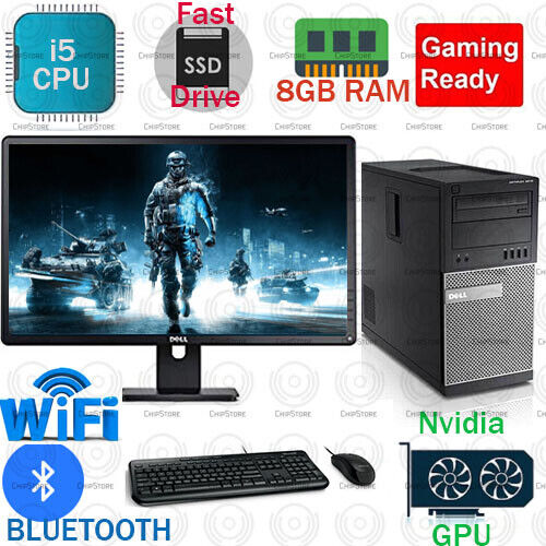 Dell i5 Gaming Computer PC 8GB 1TB 120GB SSD WiFi BT NVIDIA GTX750Ti HDMI WIN10